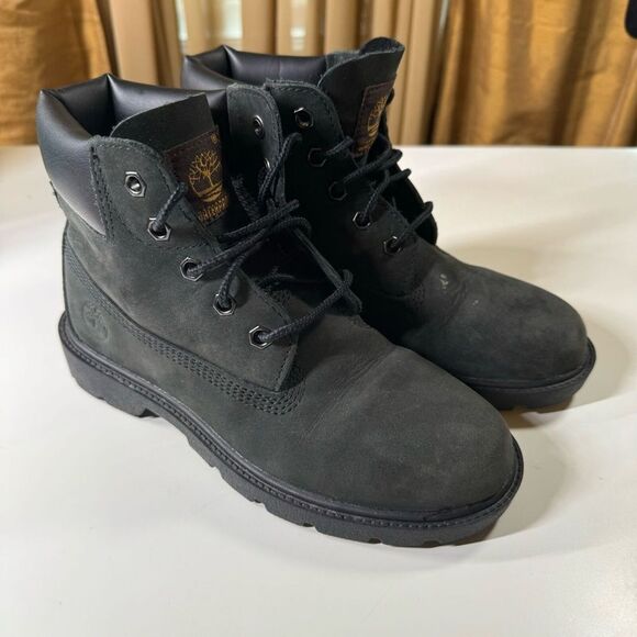 Timberland Boys Black Classic 10710 Leather Waterproof Lace Up Ankle Boots Sz 2 - Picture 1 of 13